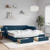vidaXL Divano Letto Estraibile con Cassetti Blu 100x200 cm in Velluto