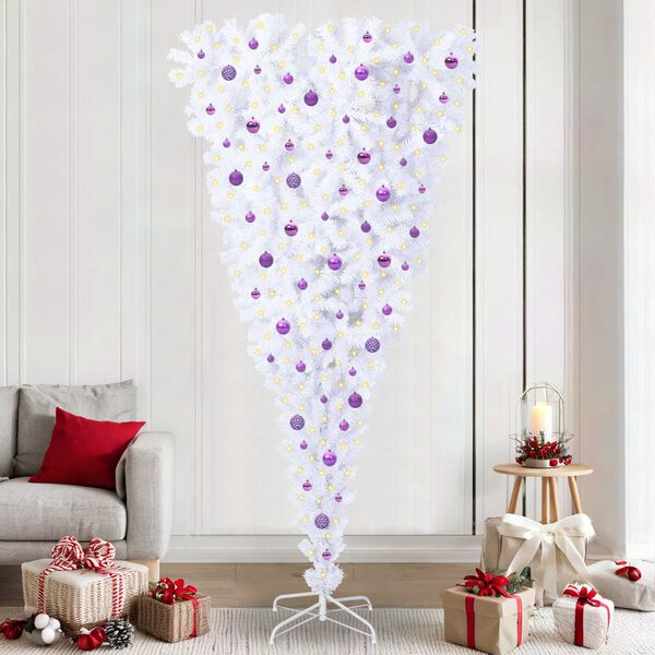 vidaXL Albero di Natale artificiale Bianco 240 cm PVC e Acciaio
