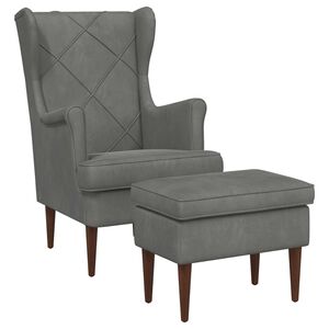 vidaXL Poltrona con Ottomano 2 pz Grigio Scuro Velluto