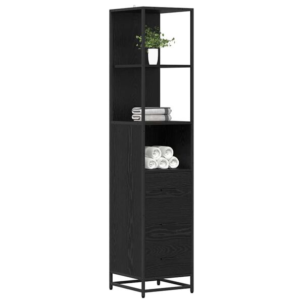 vidaXL Set di mobili per il bagno Rovere Nero 35 x 37,5 x 166 cm