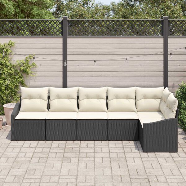 vidaXL Set Divano da Giardino 6 pcs Nero Poly Rattan
