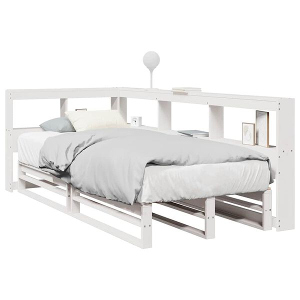 vidaXL Letto Libreria senza Materasso Bianco 90x190 cm Massello Pino