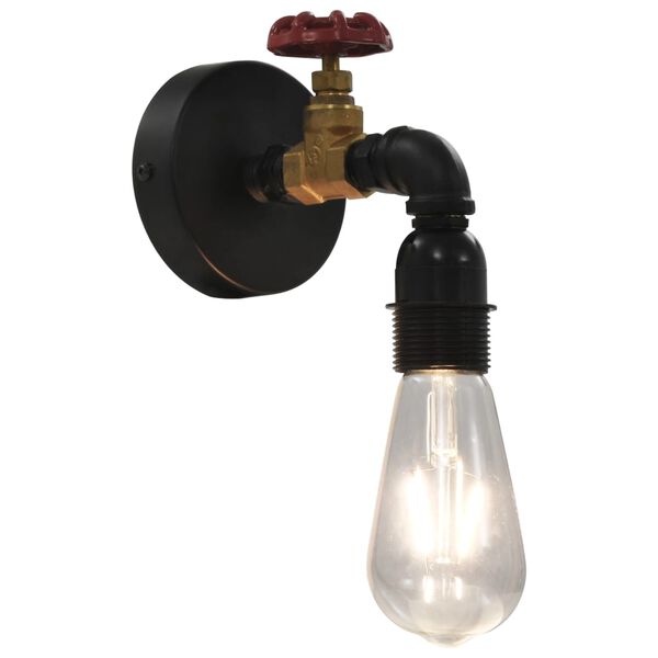 vidaXL Lampada da Parete Design a Rubinetto Nera E27