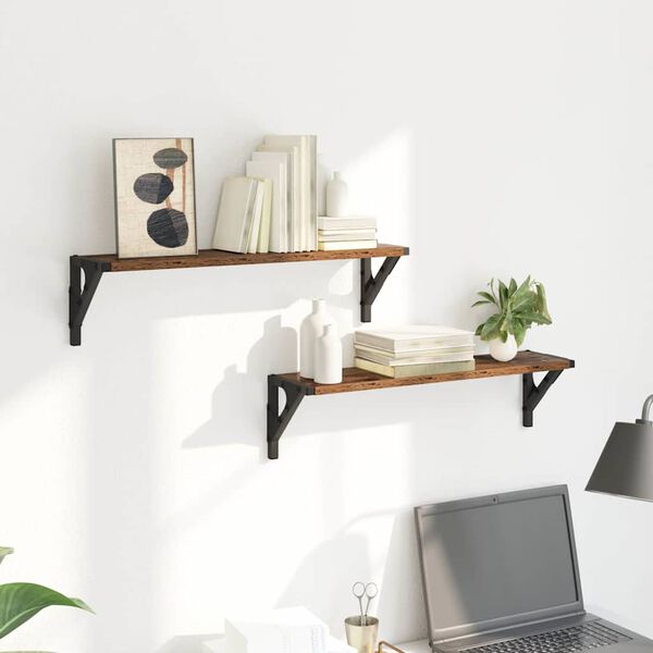 vidaXL Scaffali da parete 2 pcs Legno vecchio 60 x 15 x 15,5 cm