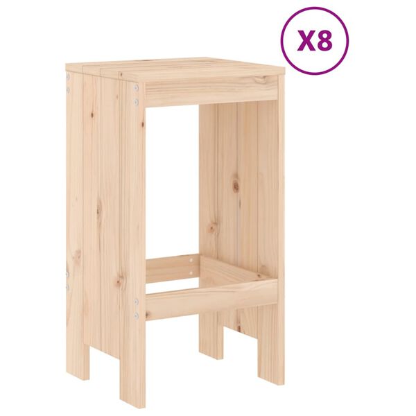 vidaXL Set Bar da Giardino 9 pz in Legno Massello di Pino