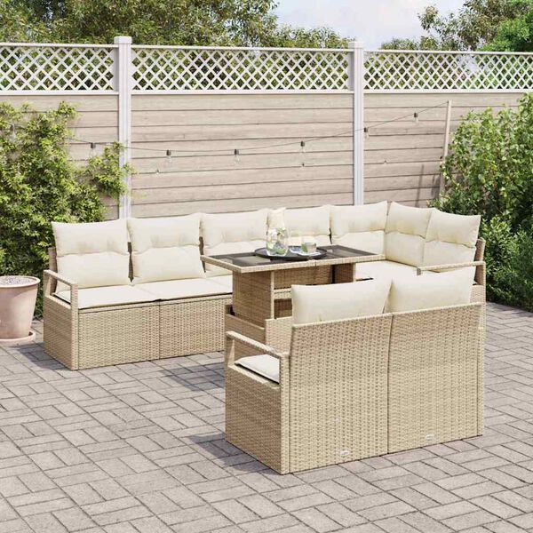 vidaXL Set Divano da Giardino 9 pcs Beige Poly Rattan