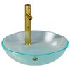 vidaXL Lavandino con Rubinetto e Piletta in Vetro Temperato Satinato