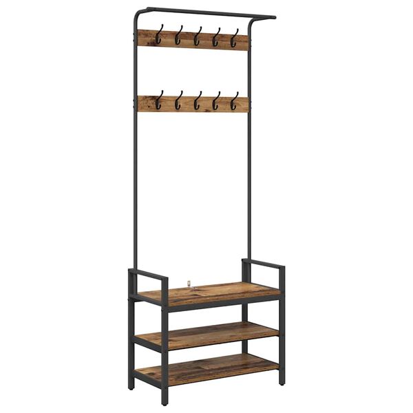 vidaXL Appendiabiti Legno vecchio 75 x 34 x 184 cm Legno multistrato