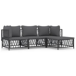 vidaXL Set Salotto da Giardino 4 pz con Cuscini in Acciaio Antracite