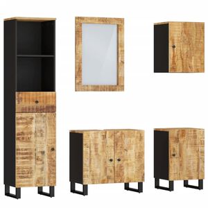 vidaXL Set Mobili da Bagno 5 pz in Legno Massello di Mango