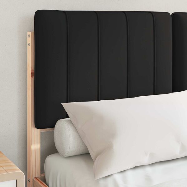 vidaXL Letto con Testiera Rivestita Nero 120 x 190 cm Pino massello