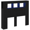 vidaXL Testiera LED con lo scaffale Rovere Nero 120 x 18,5 x 103,5 cm