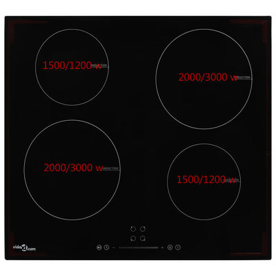 vidaXL Piano Cottura a Induzione 4 Zone e Controlli Touch Vetro 7000 W