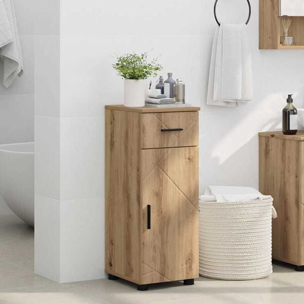 vidaXL Mobile da Bagno con cassetto Rovere artigianale 30 x 35 x 80 cm