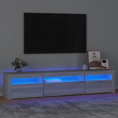 vidaXL Mobile Porta TV con Luci LED Grigio Sonoma 195x35x40 cm
