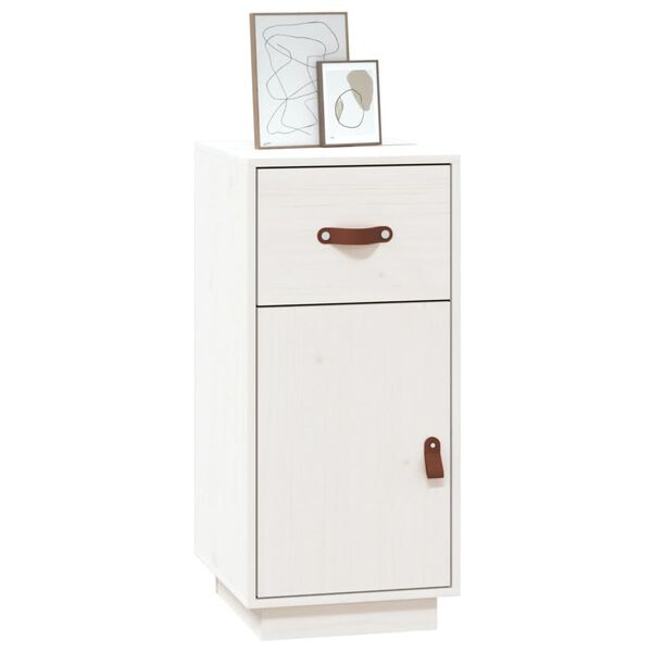 vidaXL Credenza Bianca 34x40x75 cm in Legno Massello di Pino