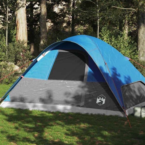 vidaXL Tenda da Campeggio a Cupola per 4 Persone Blu Impermeabile