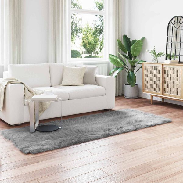 vidaXL Tappeto Pecora Tafalla Grigio 80 x 250 cm Poliestere