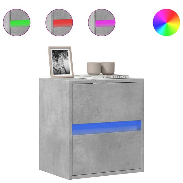 vidaXL Mobile TV a Parete con Luci LED Grigio Cemento 41x31x45 cm