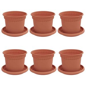 vidaXL Vasi per Piante 6 pcs Rosso Mattone &Oslash; 12,5 x 10 cm Plastica