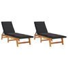 vidaXL Sdraio con Cuscini 2pz Polyrattan e Legno Massello di Acacia
