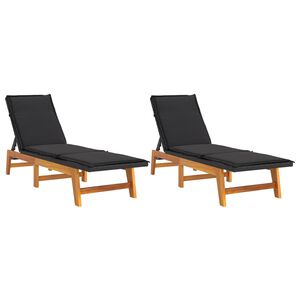 vidaXL Sdraio con Cuscini 2pz Polyrattan e Legno Massello di Acacia