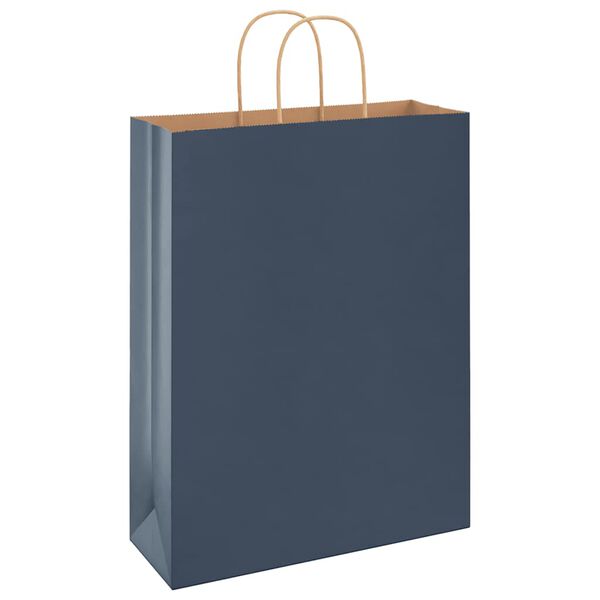 vidaXL Sacchetti di Carta 250 pz con Manici Blu 32x12x42 cm