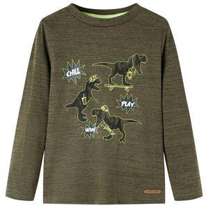 Maglietta Bambino Maniche Lunghe Cachi Scuro M&eacute;lange 92
