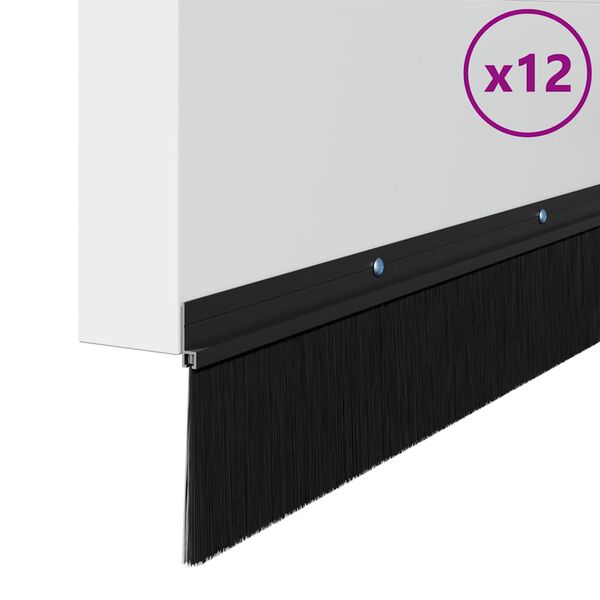 vidaXL Spazzole per porte a vite 12 pcs Nero 100 cm Lega di alluminio