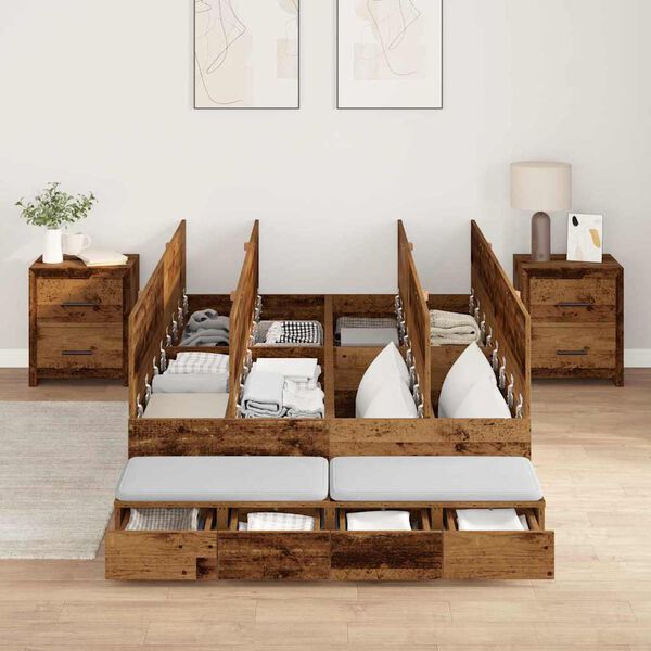 vidaXL Struttura letto con contenitore Legno vecchio 120 cm