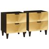 vidaXL Armadio da Notte 2 pcs Nero e Oro 40 x 33 x 46 cm