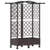 vidaXL Letto Rialzato con Griglia e Tetto Marrone 124 x 40 x 129 cm PP