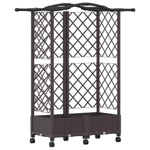 vidaXL Letto Rialzato con Griglia e Tetto Marrone 124 x 40 x 129 cm PP