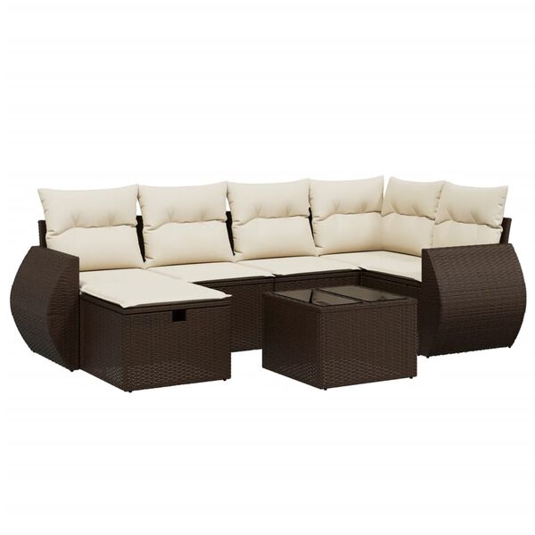 vidaXL Set Divano da Giardino 6 pz con Cuscini Marrone in Polyrattan