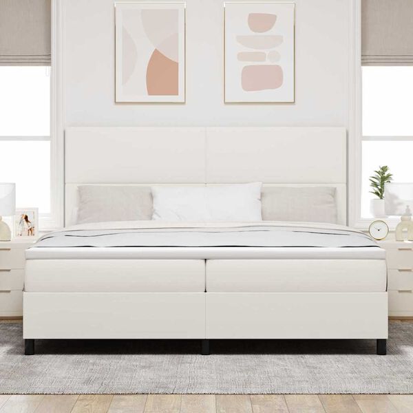 vidaXL Letto a Sorgente LED con testiera Crema e Bianco 200 x 200 cm