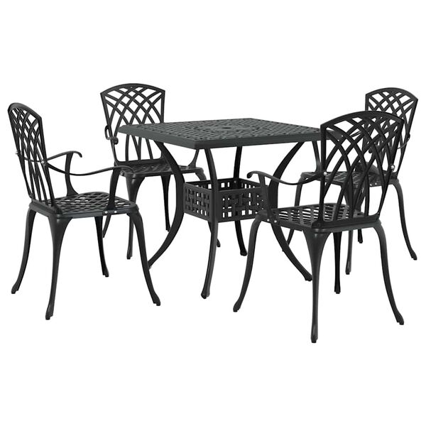 vidaXL Set di Tavolo da Giardino 5 pcs Nero Alluminio pressofuso