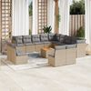 vidaXL Set Divano da Giardino 14 pz con Cuscini Beige Misto Polyrattan