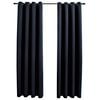 vidaXL Tende Oscuranti con Anelli in Metallo 2 pz Nere 140x225 cm