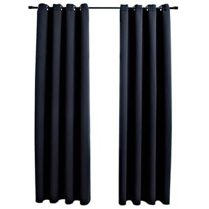 vidaXL Tende Oscuranti con Anelli in Metallo 2 pz Nere 140x225 cm