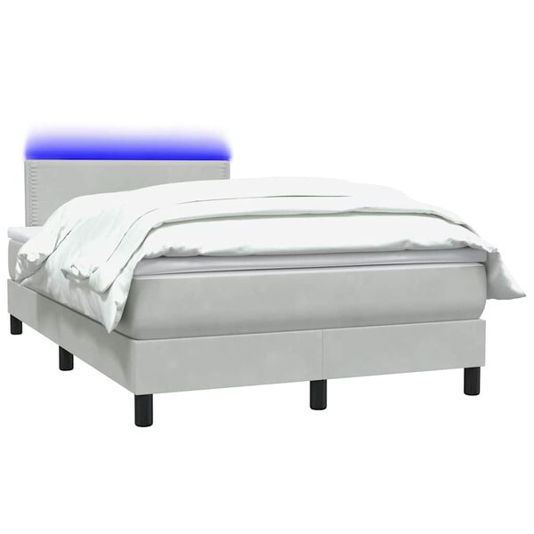 vidaXL Letto a Molle con Materasso e LED Grigio Chiaro 120x220cm Velluto