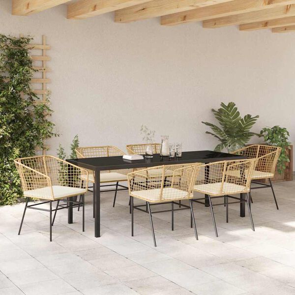 vidaXL Set da Pranzo per Giardino 7 pcs Marrone polyrattan