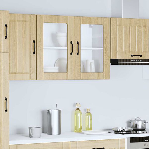 vidaXL Pensile da Cucina con Porta in Vetro Lucca Rovere Sonoma