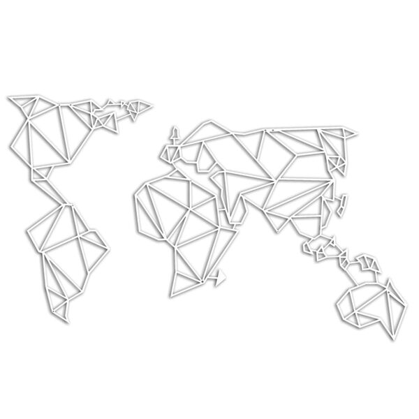 Homemania Decorazione da Parete Mappamondo 100x58 cm in Acciaio Bianca