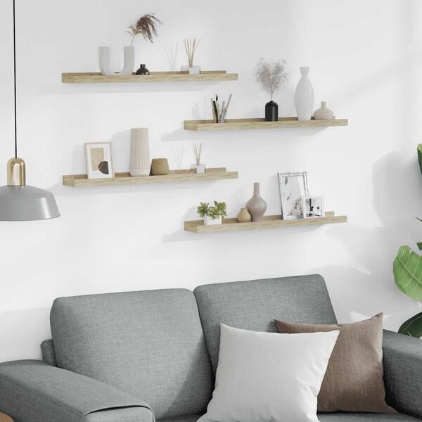 vidaXL Mensole da Parete 4 pz Rovere Sonoma 60x9x3 cm