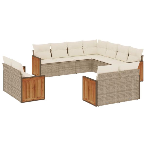 vidaXL Set Divani da Giardino 11 pz con Cuscini Beige in Polyrattan