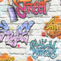 DUTCH WALLCOVERINGS Carta da Parati Graffiti Multicolore L179-05