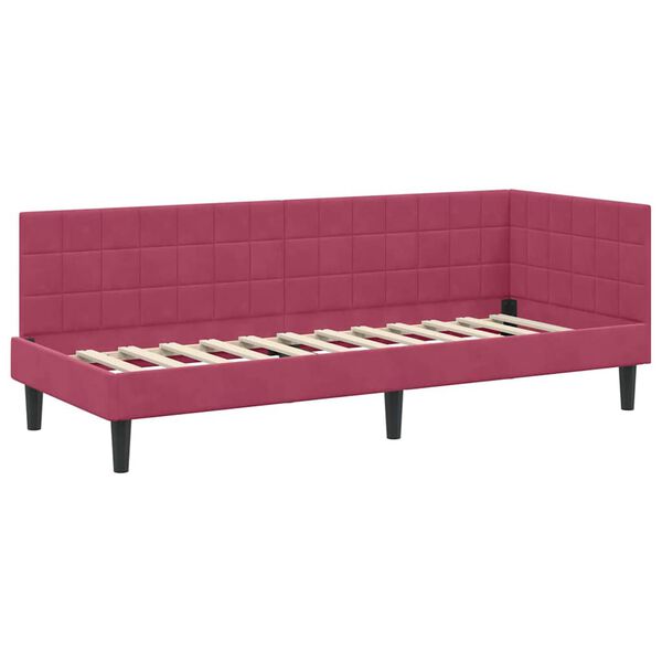 vidaXL Cornice del letto ad angolo Rosso Vino 80 cm x 200 cm Velluto