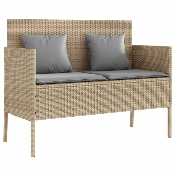 vidaXL Panca da Giardino con Cuscini Beige in Polyrattan