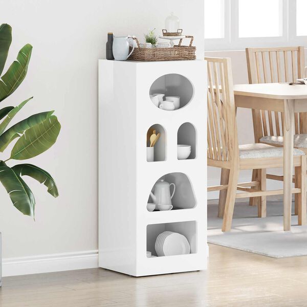 vidaXL Credenza Bianco Lucido 40 x 35 x 100,5 cm Legno multistrato