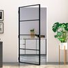 vidaXL Porta Interna Nera 102x201,5 Vetro Temperato Alluminio Sottile